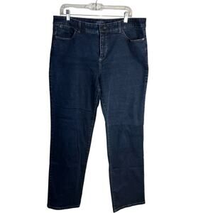 Talbots Simply Flattering Straight Leg Jeans Dark Wash Size 14 Stretch Denim